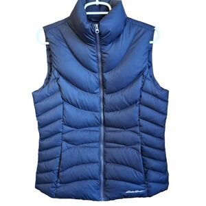 Eddie Bauer EB650 Navy Down Puffer Vest  Womens Medium EUC